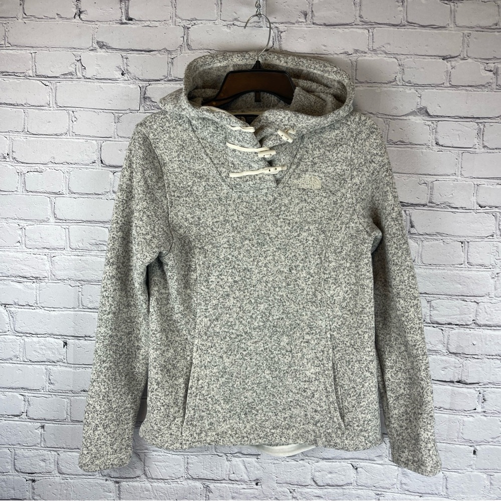 North Face Crescent‎ Hooded Fleece Pullover Women’s XS Gray Cowl Sweater Hoodie
